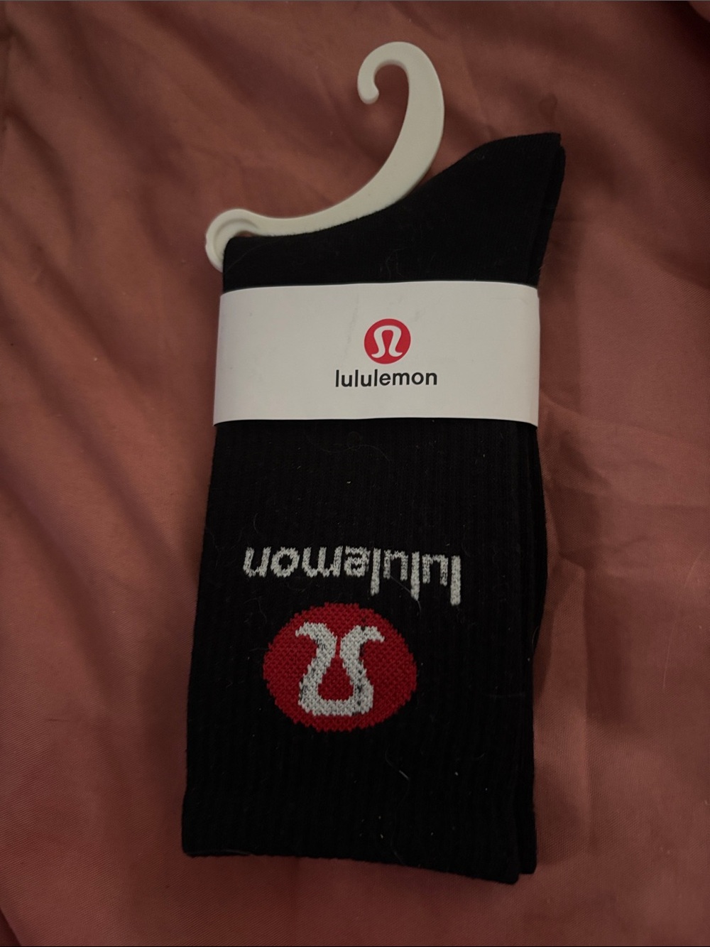 lululemon athletica Black Crew Socks with Red Logo